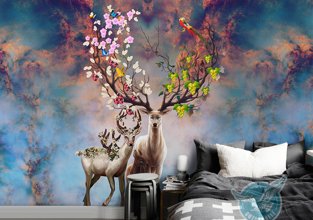 3D Flower Fawn WG018 Wall Murals