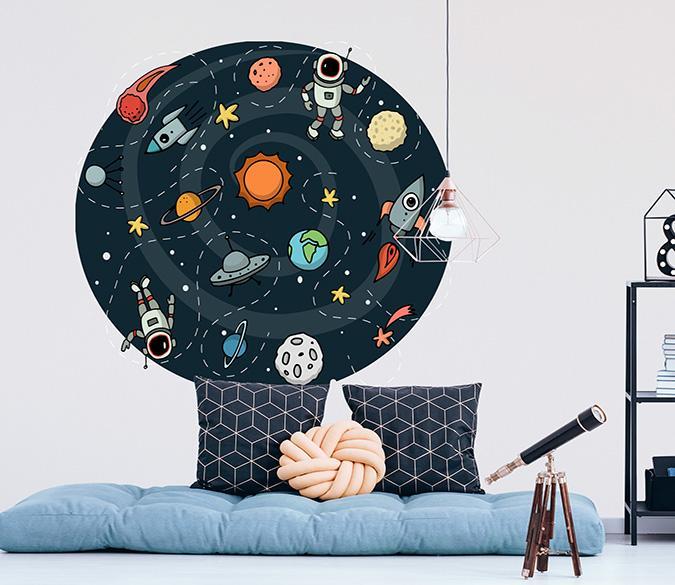 3D Cartoon Astronaut Spaceship 176 Wall Stickers Wallpaper AJ Wallpaper 