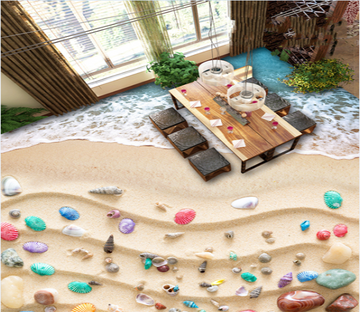 3D Multicolored Shells 211 Floor Mural Wallpaper AJ Wallpaper 2 