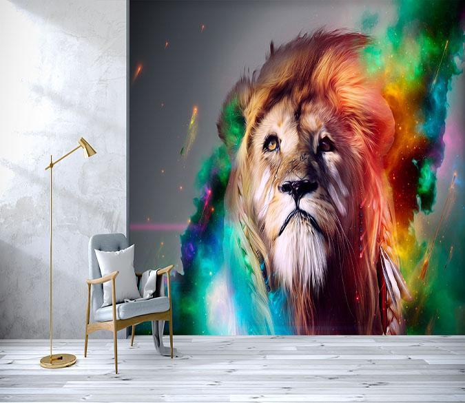 3D Lion Facing Up 129 Wallpaper AJ Wallpaper 