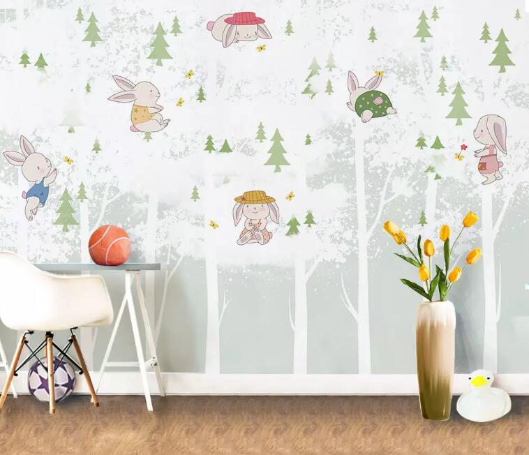 3D Powder Rabbit WG895 Wall Murals
