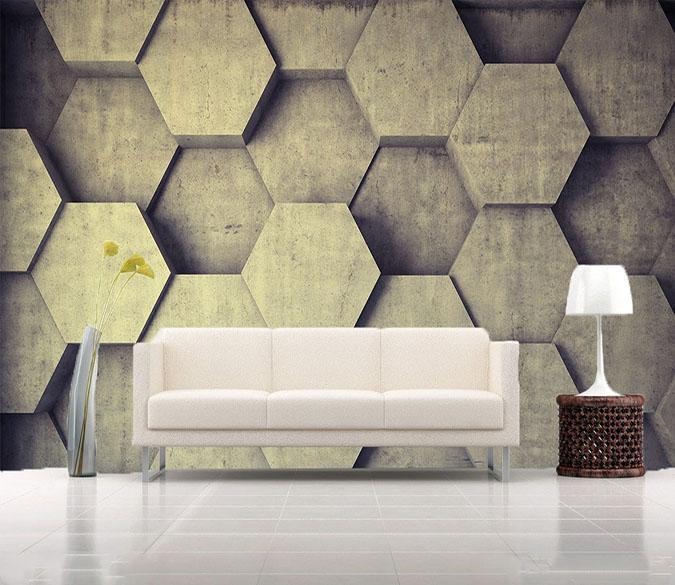 3D Hexagonal Wood 009 Wallpaper AJ Wallpaper 
