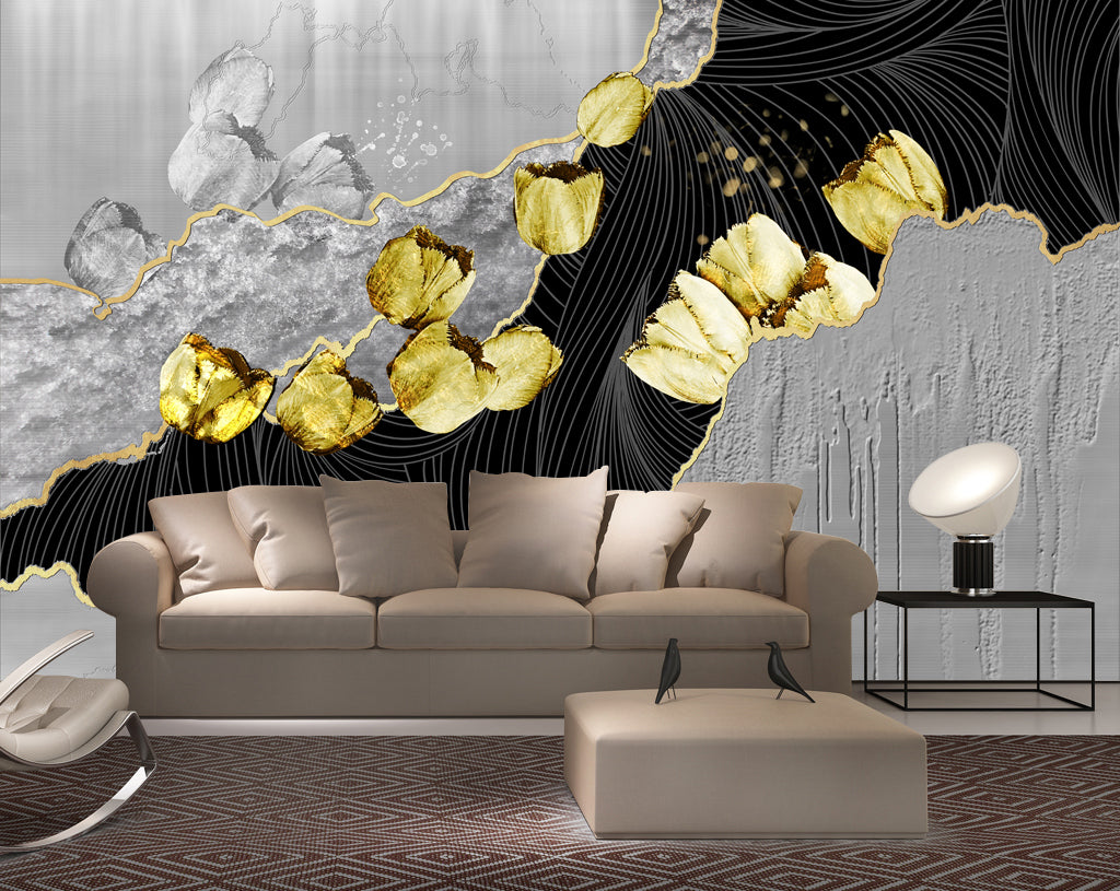 3D Golden Flower WG481 Wall Murals