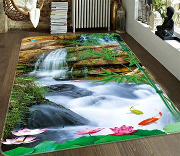 3D Lotus Stone 027 Non Slip Rug Mat Mat AJ Creativity Home 
