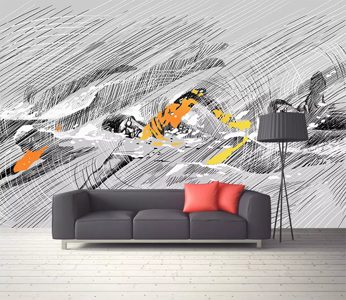 3D Graffiti Swimming 1233 Wallpaper AJ Wallpaper 2 