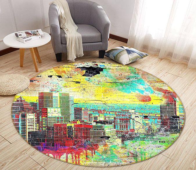3D Wall Painting Abstract 331 Round Non Slip Rug Mat Mat AJ Creativity Home 
