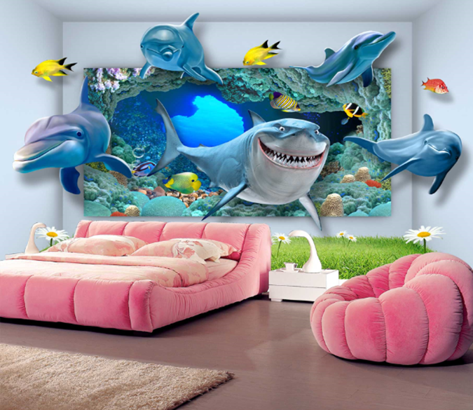 3D Dolphin Shark 175 Wallpaper AJ Wallpaper 