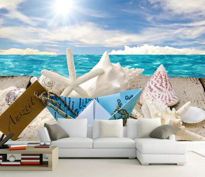 3D Sunshine Paper Boat 1055 Wallpaper AJ Wallpaper 2 