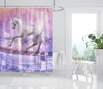 3D Unicorn Crossing Bridge 136 Shower Curtain 3D Shower Curtain AJ Creativity Home 