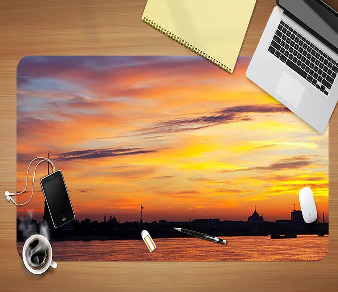 3D City Sunset 013 Desk Mat Mat AJ Creativity Home 