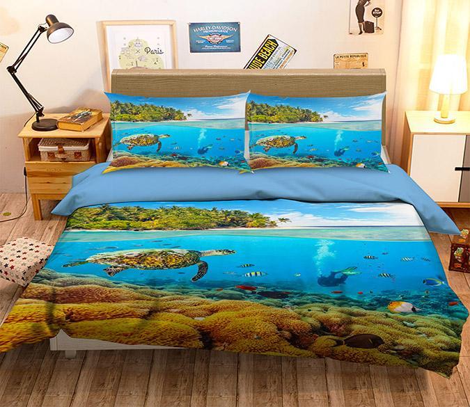 3D Turtle Coral 010 Bed Pillowcases Quilt Wallpaper AJ Wallpaper 