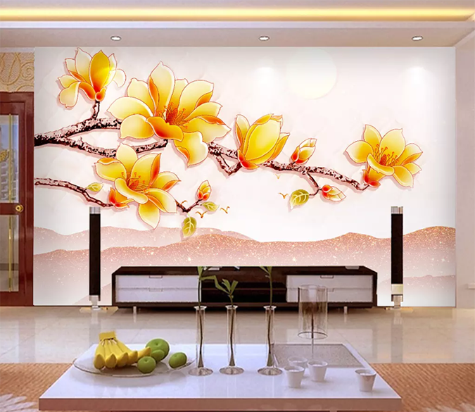 3D Growing Yellow Flower 1335 Wallpaper AJ Wallpaper 2 