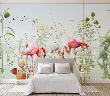 3D Flamingo Leaves 394 Wallpaper AJ Wallpaper 
