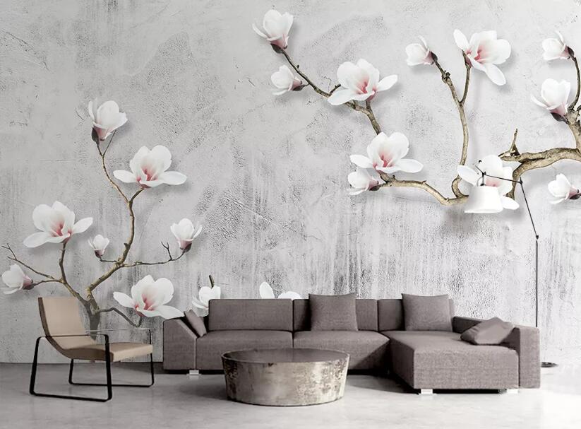3D White Flowers 237 Wall Murals Wallpaper AJ Wallpaper 2 