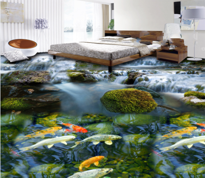 3D Goldfish 027 Floor Mural Wallpaper AJ Wallpaper 2 
