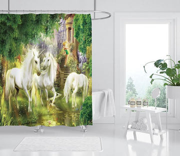 3D Unicorn Forest 056 Shower Curtain 3D Shower Curtain AJ Creativity Home 