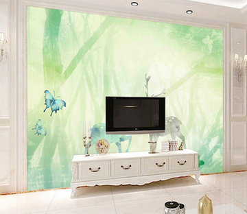 3D Deer Butterfly 529 Wallpaper AJ Wallpaper 
