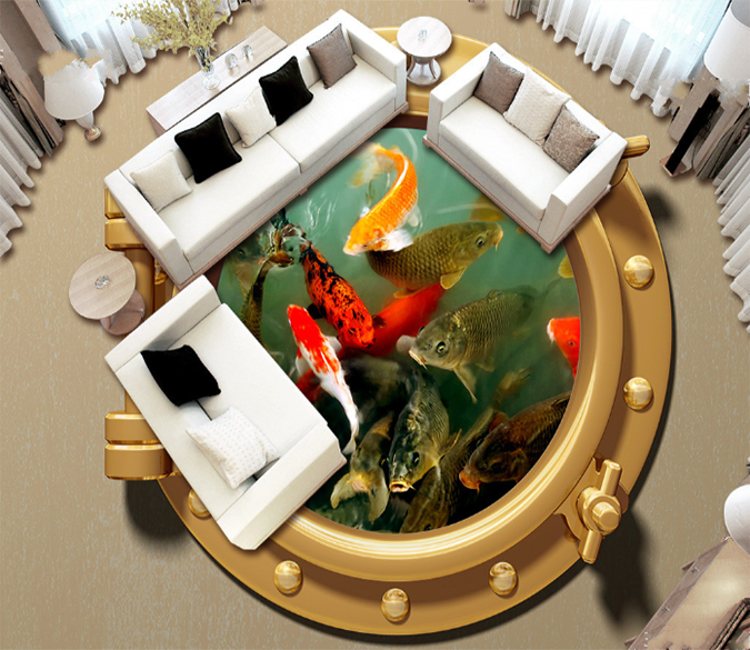 3D Glass Fish 203 Floor Mural Wallpaper AJ Wallpaper 2 