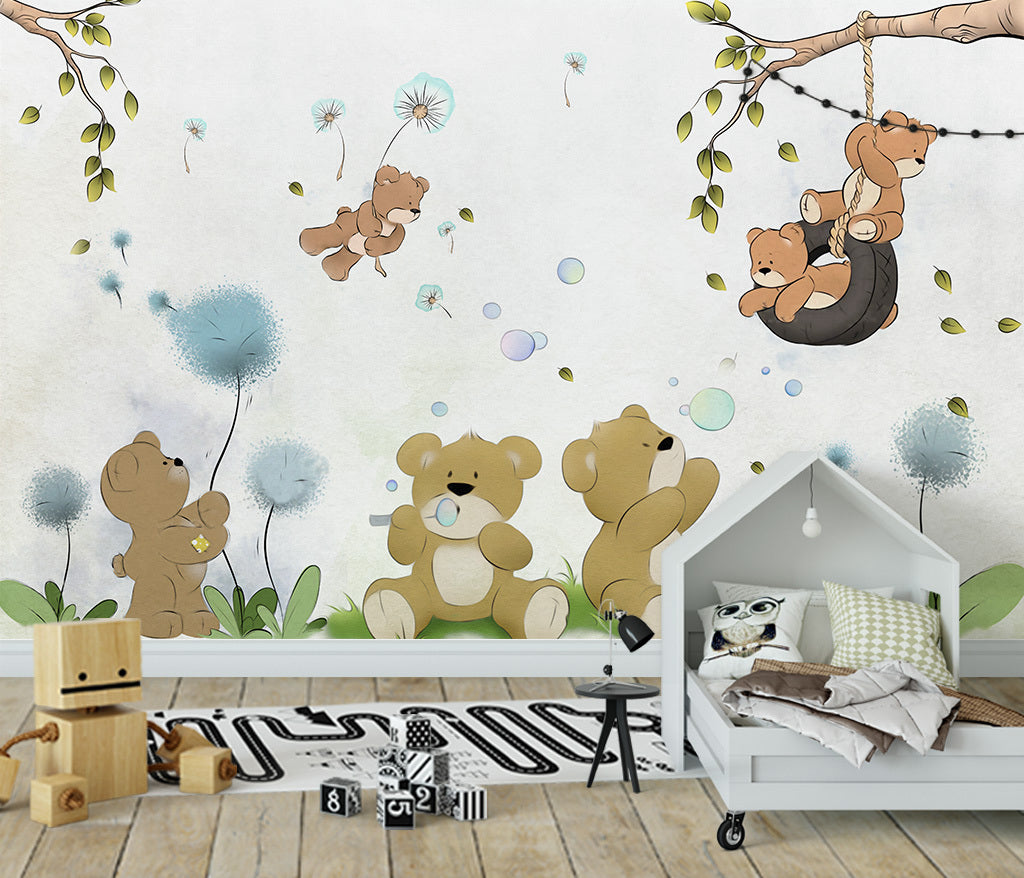 3D Dandelion Bear WG329 Wall Murals