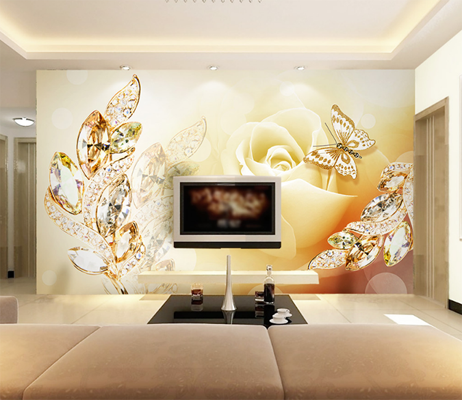 3D Crystal Butterfly 579 Wallpaper AJ Wallpaper 