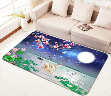 3D Moon Swan 723 Non Slip Rug Mat Mat AJ Creativity Home 