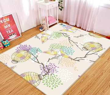 3D Lantern Paper Crane 003 Non Slip Rug Mat Mat AJ Creativity Home 