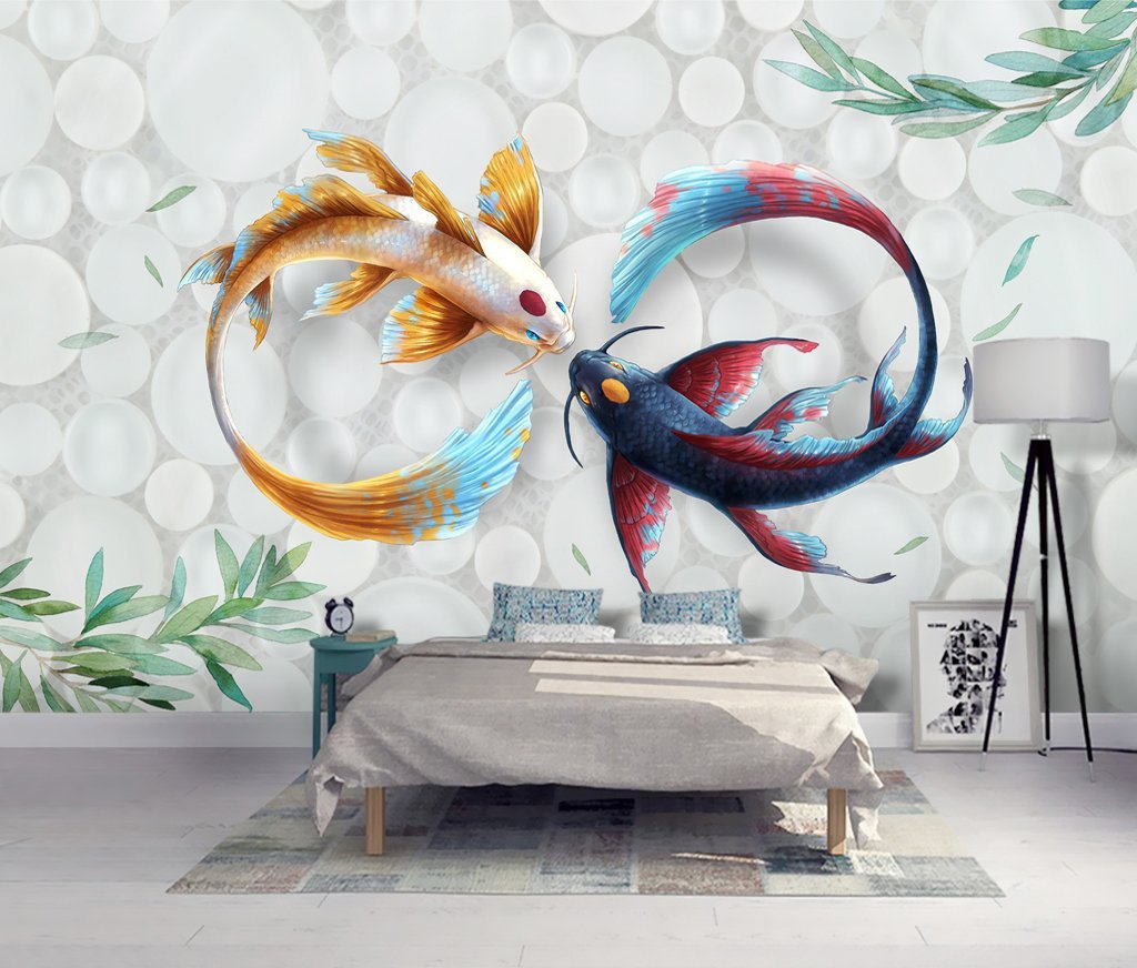 3D Two Goldfish 198 Wall Murals Wallpaper AJ Wallpaper 2 