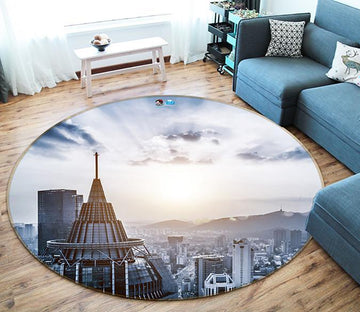 3D Sunshine Building 107 Round Non Slip Rug Mat Mat AJ Creativity Home 