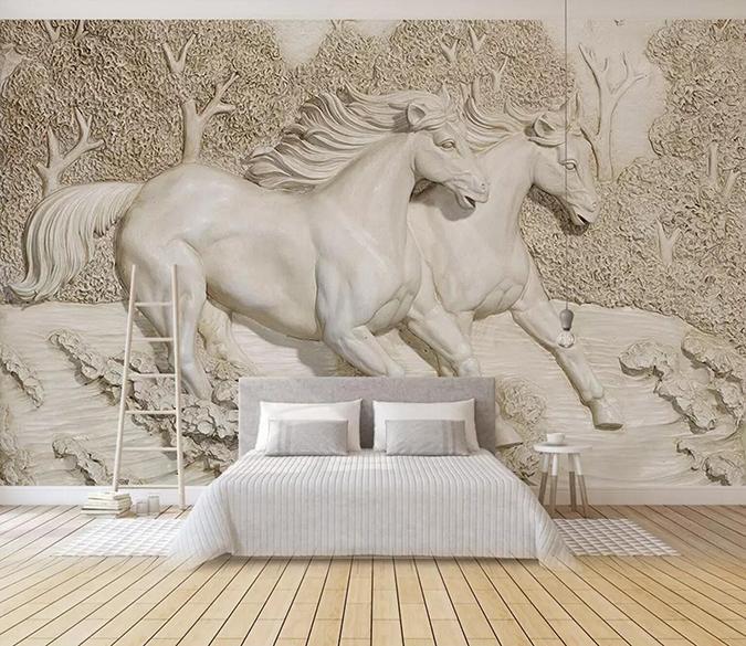 3D Carving Horse 013 Wallpaper AJ Wallpaper 