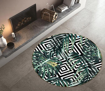 3D Four Corners Leaf 270 Round Non Slip Rug Mat Mat AJ Creativity Home 
