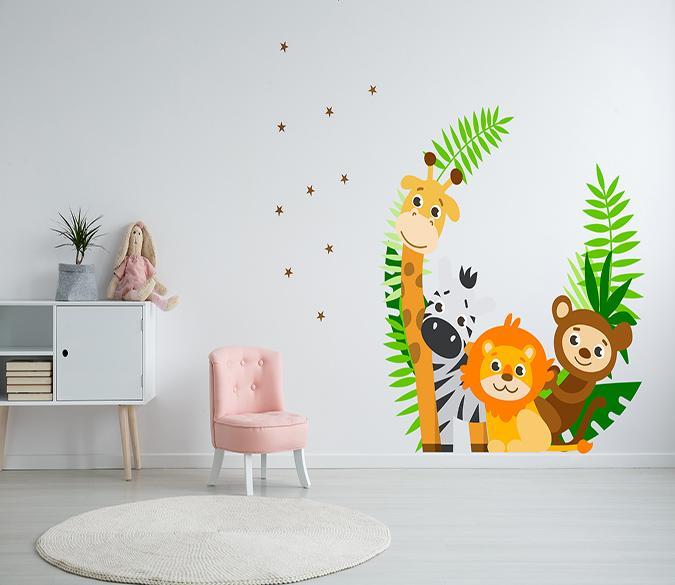 3D Giraffe Lion Monkey 129 Wall Stickers Wallpaper AJ Wallpaper 