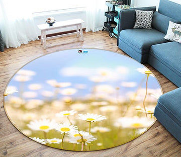 3D Chrysanthemum Field 100 Round Non Slip Rug Mat Mat AJ Creativity Home 