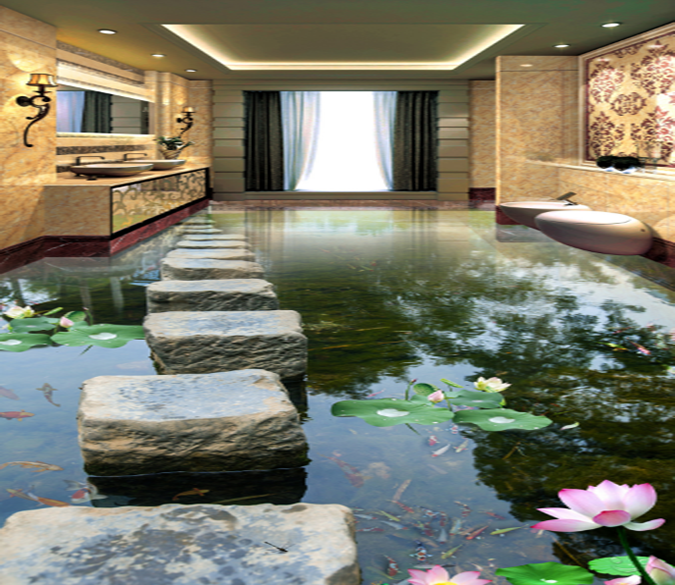 3D Pond Road 080 Floor Mural Wallpaper AJ Wallpaper 2 