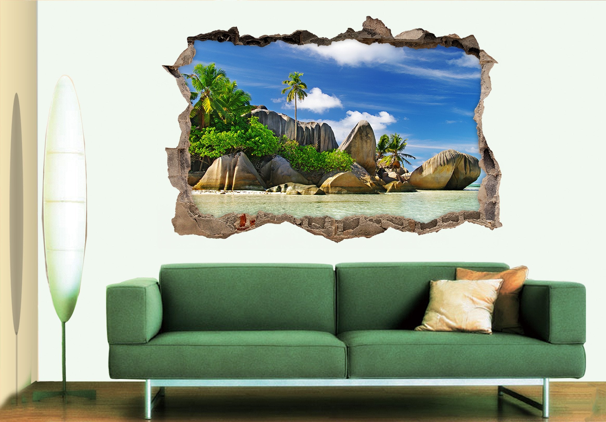 3D Beach Stones 313 Broken Wall Murals Wallpaper AJ Wallpaper 