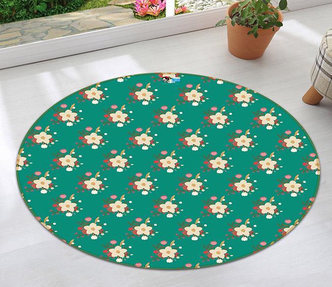 3D Green Bottom Flower 248 Round Non Slip Rug Mat Mat AJ Creativity Home 