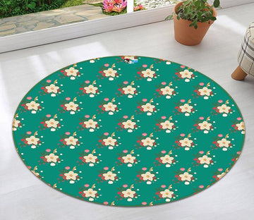 3D Green Bottom Flower 248 Round Non Slip Rug Mat Mat AJ Creativity Home 