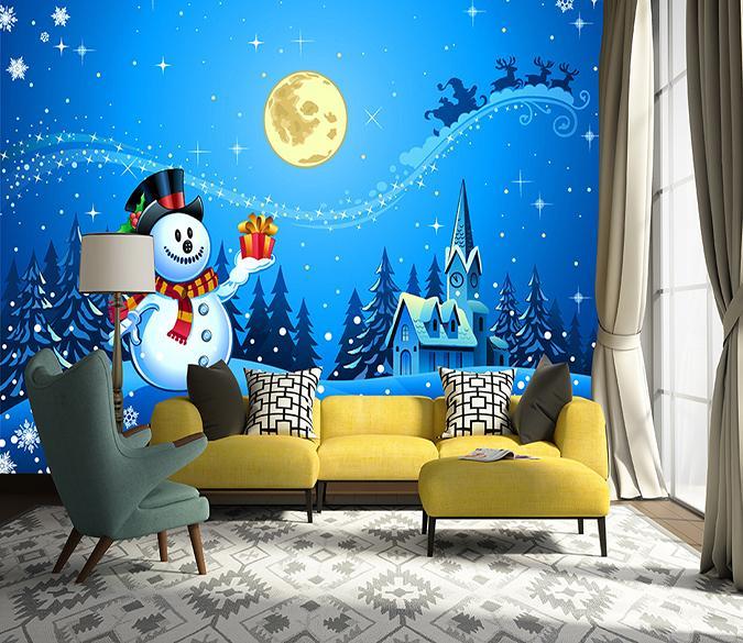 3D Moon Snowman 005 Wallpaper AJ Wallpaper 