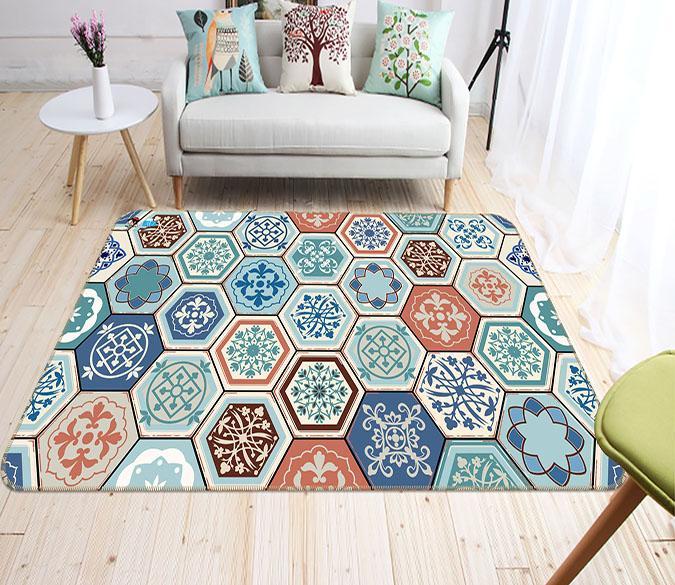 3D Hexagonal Pattern 096 Non Slip Rug Mat Mat AJ Creativity Home 