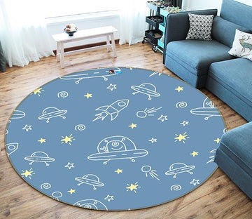 3D Graffiti Rocket 290 Round Non Slip Rug Mat Mat AJ Creativity Home 