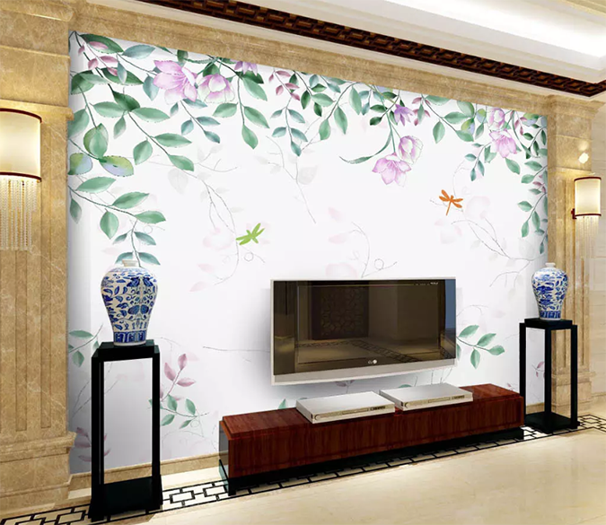 3D Green Leaf Dragonfly 1320 Wallpaper AJ Wallpaper 2 