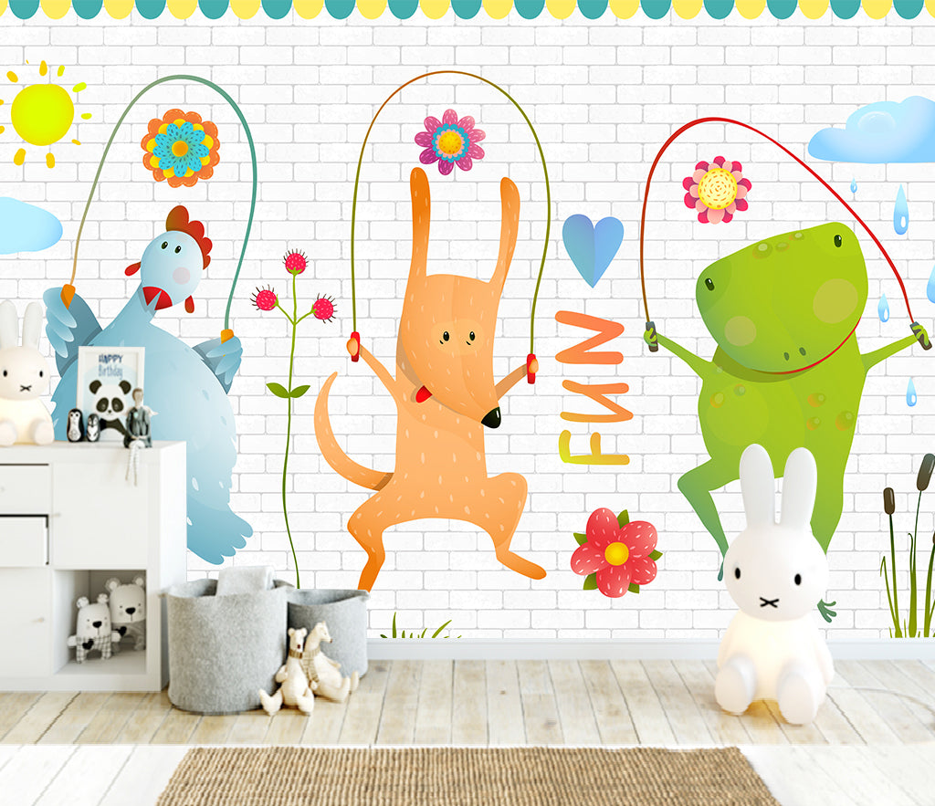 3D Cartoon Fox WG447 Wall Murals