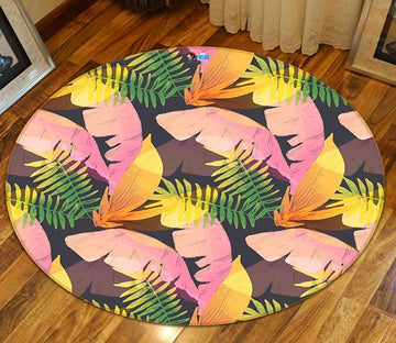 3D Red Leaf Pattern 223 Round Non Slip Rug Mat Mat AJ Creativity Home 