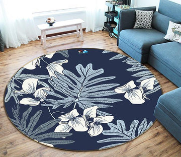 3D Blue Leaf 297 Round Non Slip Rug Mat Mat AJ Creativity Home 