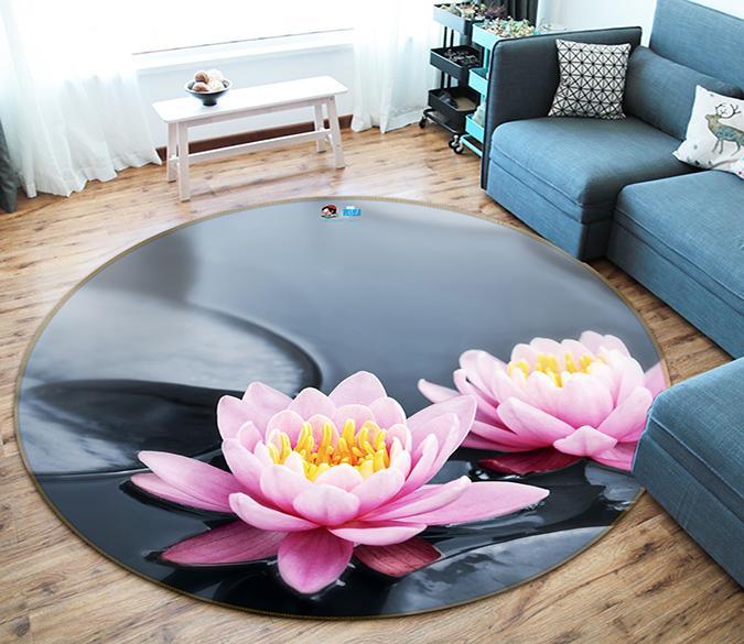 3D Bright Lotus 067 Round Non Slip Rug Mat Mat AJ Creativity Home 