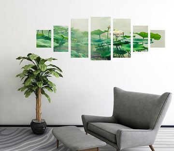 3D Lotus Leaves 166 Unframed Print Wallpaper Wallpaper AJ Wallpaper 