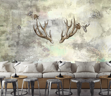 3D Antlers Birds 149 Wallpaper AJ Wallpaper 