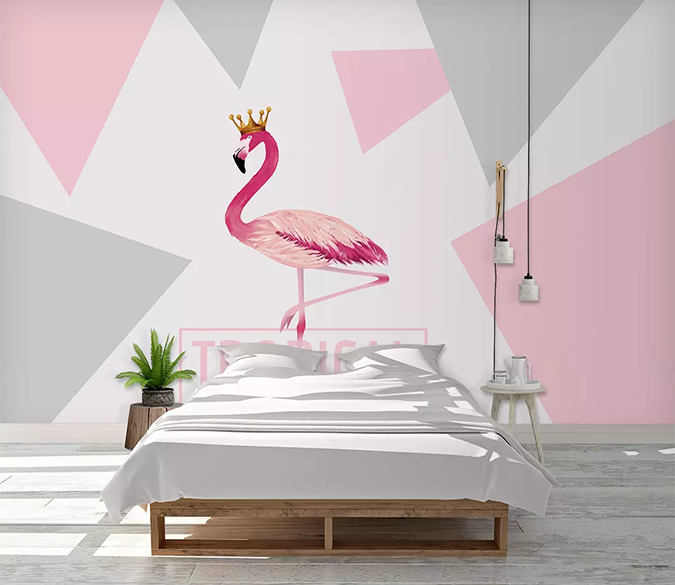 3D Square Flamingo Crown 293 Wallpaper AJ Wallpaper 2 