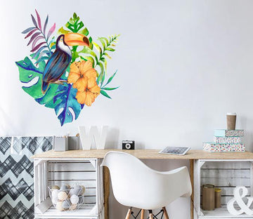 3D Parrot Yellow Flower 132 Wall Stickers Wallpaper AJ Wallpaper 