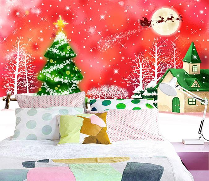 3D Moon Christmas Tree 021 Wallpaper AJ Wallpaper 