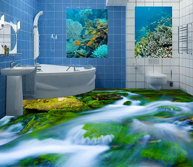 3D River Rocks 172 Floor Mural Wallpaper AJ Wallpaper 2 